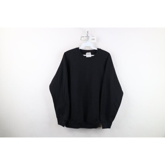Vintage 90s Streetwear Womens Large Blank Heavyweight Crewneck Sweatshirt Black - Picture 1 of 5